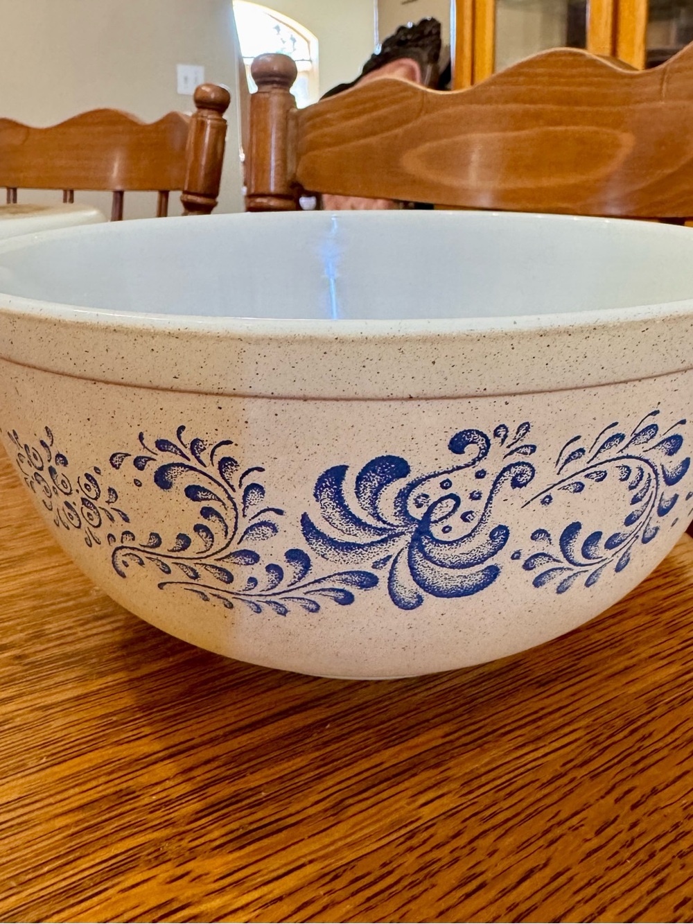 Pyrex Blue Floral Speckled Ceramic Mixing Bowl (403 Size)